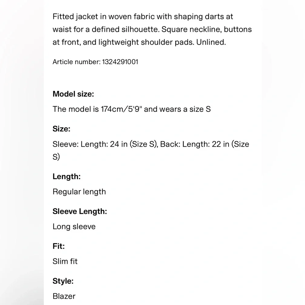 H&M NWT black satin open neck button front cardigan blazer jacket top - Picture 7 of 8